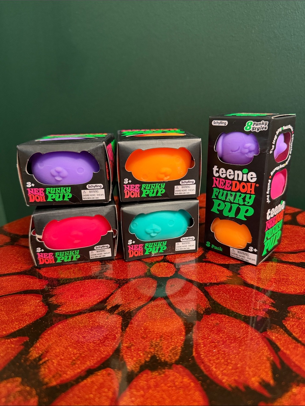 NeeDoh Funky Pup Bundle! Purple, Orange, Pink, Teal + teenie pups!